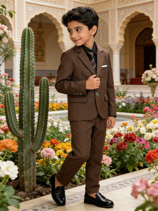1 Set Boys' Fashionable Gentleman Suit: 1 Jacket, 1 Pant, 1 Tie, Suitable For Wedding, Performance, Party And Other Formal Occasions