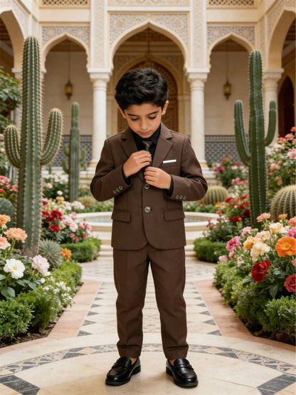 1 Set Boys' Fashionable Gentleman Suit: 1 Jacket, 1 Pant, 1 Tie, Suitable For Wedding, Performance, Party And Other Formal Occasions