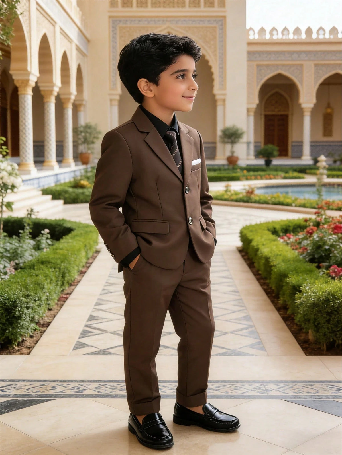 1 Set Boys' Fashionable Gentleman Suit: 1 Jacket, 1 Pant, 1 Tie, Suitable For Wedding, Performance, Party And Other Formal Occasions