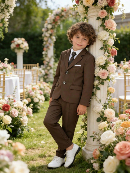 1 Set Boys' Fashionable Gentleman Suit: 1 Jacket, 1 Pant, 1 Tie, Suitable For Wedding, Performance, Party And Other Formal Occasions