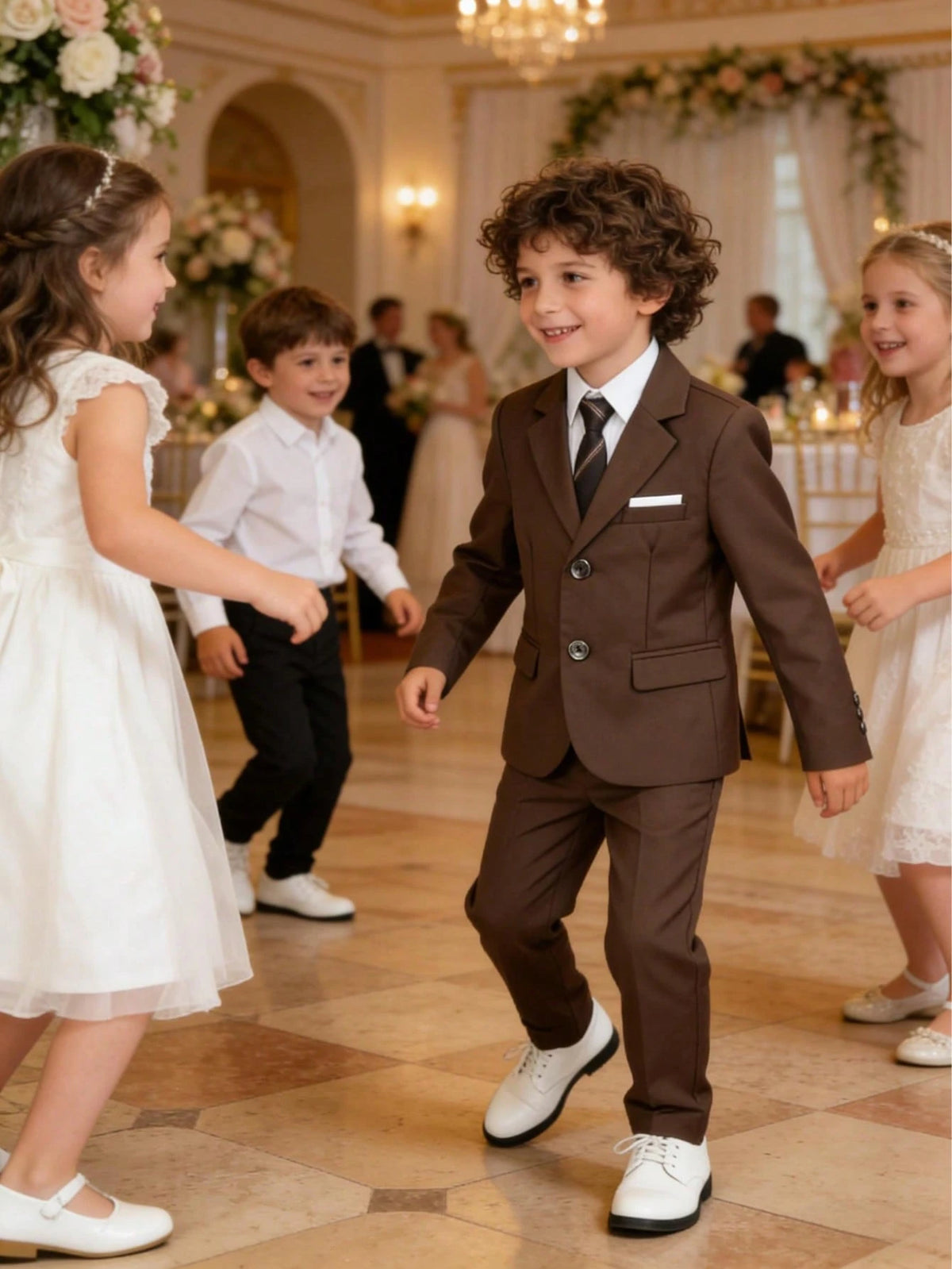 1 Set Boys' Fashionable Gentleman Suit: 1 Jacket, 1 Pant, 1 Tie, Suitable For Wedding, Performance, Party And Other Formal Occasions