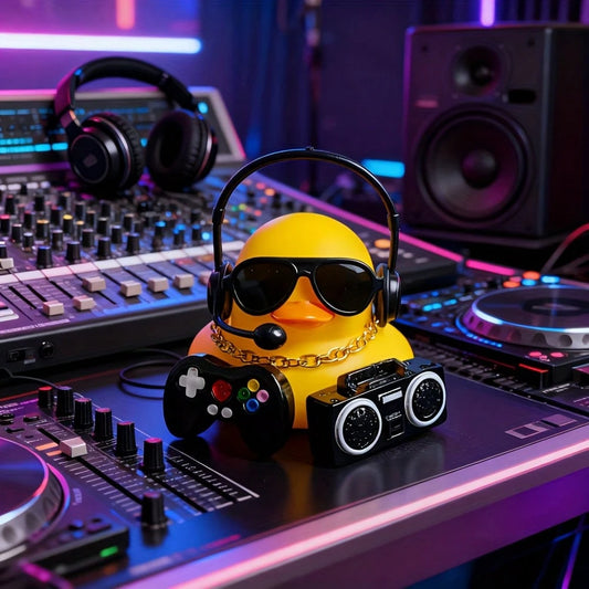 1 Set Car Dashboard Accessories- Quirky Duck With Headphones And Necklace