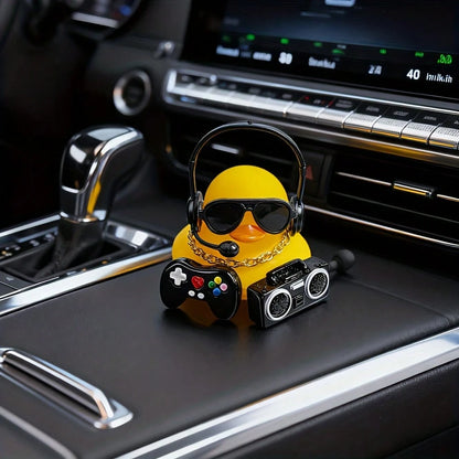 1 Set Car Dashboard Accessories- Quirky Duck With Headphones And Necklace