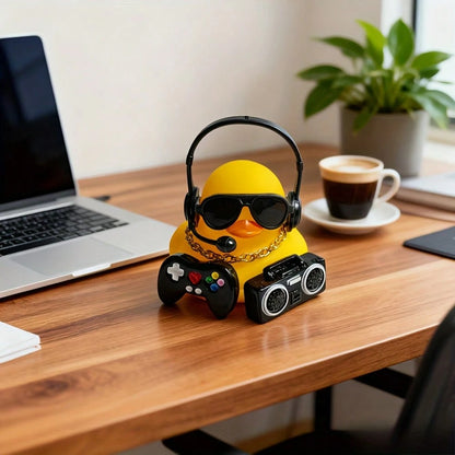 1 Set Car Dashboard Accessories- Quirky Duck With Headphones And Necklace