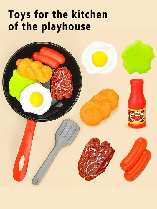 1 Set Children's Pretend Play Cookware Set, Frying Pan Cooking Toy, Kitchen Gift