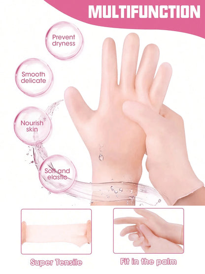 1 Set Hand And Foot Care Tools Silicone Gel Gloves And Socks For Dry Cracked Skin Softening Exfoliating Feet Hand Care Travel Accessories