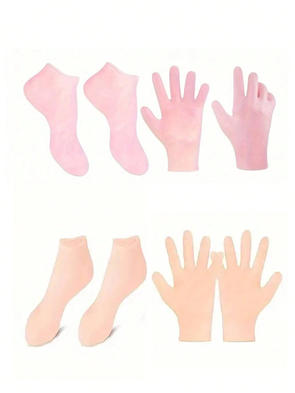 1 Set Hand And Foot Care Tools Silicone Gel Gloves And Socks For Dry Cracked Skin Softening Exfoliating Feet Hand Care Travel Accessories