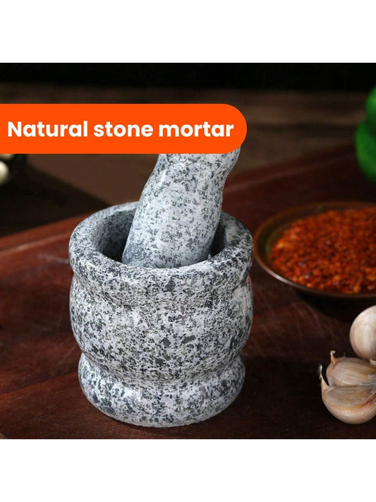 1 Set Natural Marble Mortar And Pestle, Vintage Drum Shaped Manual Garlic Masher, Natural Stone Mortar Mixing Bowl, Can Be Used For Grinding Grains, Spices, Medicine,Vegetable Fruit Tools,Kitchen Item