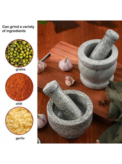 1 Set Natural Marble Mortar And Pestle, Vintage Drum Shaped Manual Garlic Masher, Natural Stone Mortar Mixing Bowl, Can Be Used For Grinding Grains, Spices, Medicine,Vegetable Fruit Tools,Kitchen Item