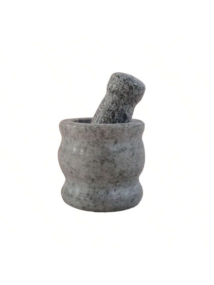 1 Set Natural Marble Mortar And Pestle, Vintage Drum Shaped Manual Garlic Masher, Natural Stone Mortar Mixing Bowl, Can Be Used For Grinding Grains, Spices, Medicine,Vegetable Fruit Tools,Kitchen Item