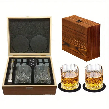 1 Set- Premium Whisky & Wine Glass Set- Smooth Cooling Stones, Stylish Glasses, Durable Ice Tong- Portable Bar Accessories For A Luxurious Drinking Experience- Complete Bartenders Dream Kit