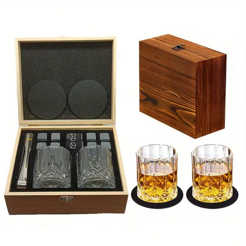 1 Set- Premium Whisky & Wine Glass Set- Smooth Cooling Stones, Stylish Glasses, Durable Ice Tong- Portable Bar Accessories For A Luxurious Drinking Experience- Complete Bartenders Dream Kit