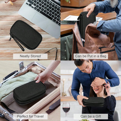 1 Storage Bags, Travel Organizer Pouches, Portable Electronic Accessory Bags, Waterproof Double-Layer Storage Bags, Suitable For Cables, Wires, Chargers, Phones, Headphones, Medium Size, Black