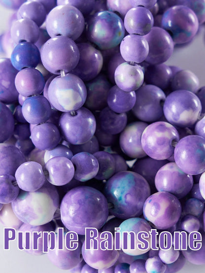 1 Strand Purple Agate Gemstone, Purple Rainbow Stones Round Beads Healing Smooth Loose DIY Charm Beads For Jewelry Making Accessories 4mm 6mm 8mm 10mm