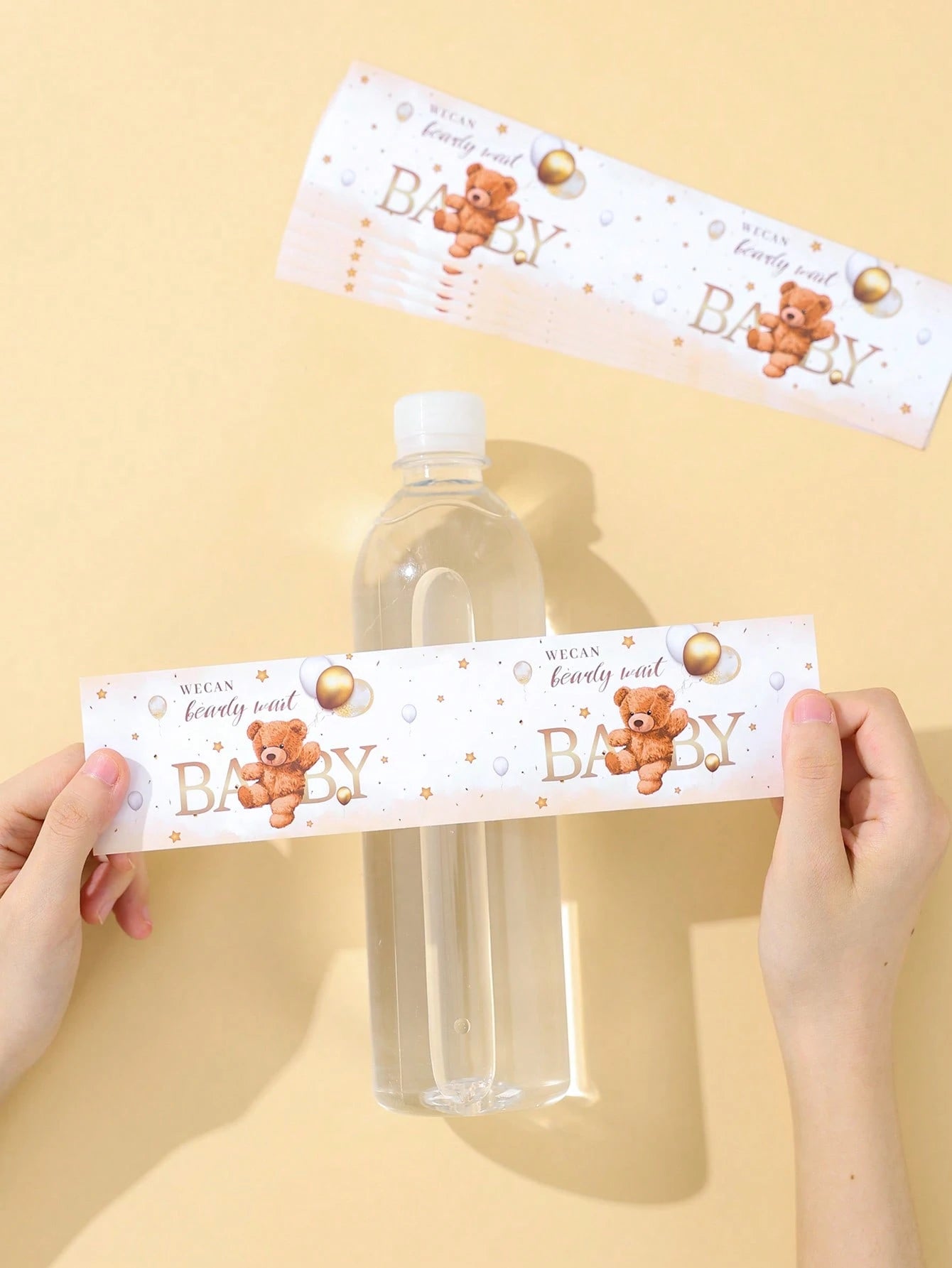 10/24pcs Baby Bottle Stickers, Cute Brown Bear Pattern Bottle Packaging Gift Stickers, Baby Shower Party Decorative Stickers, Gender Reveal Party Bottle Packaging Gift Stickers, Newborn Theme Party Fa
