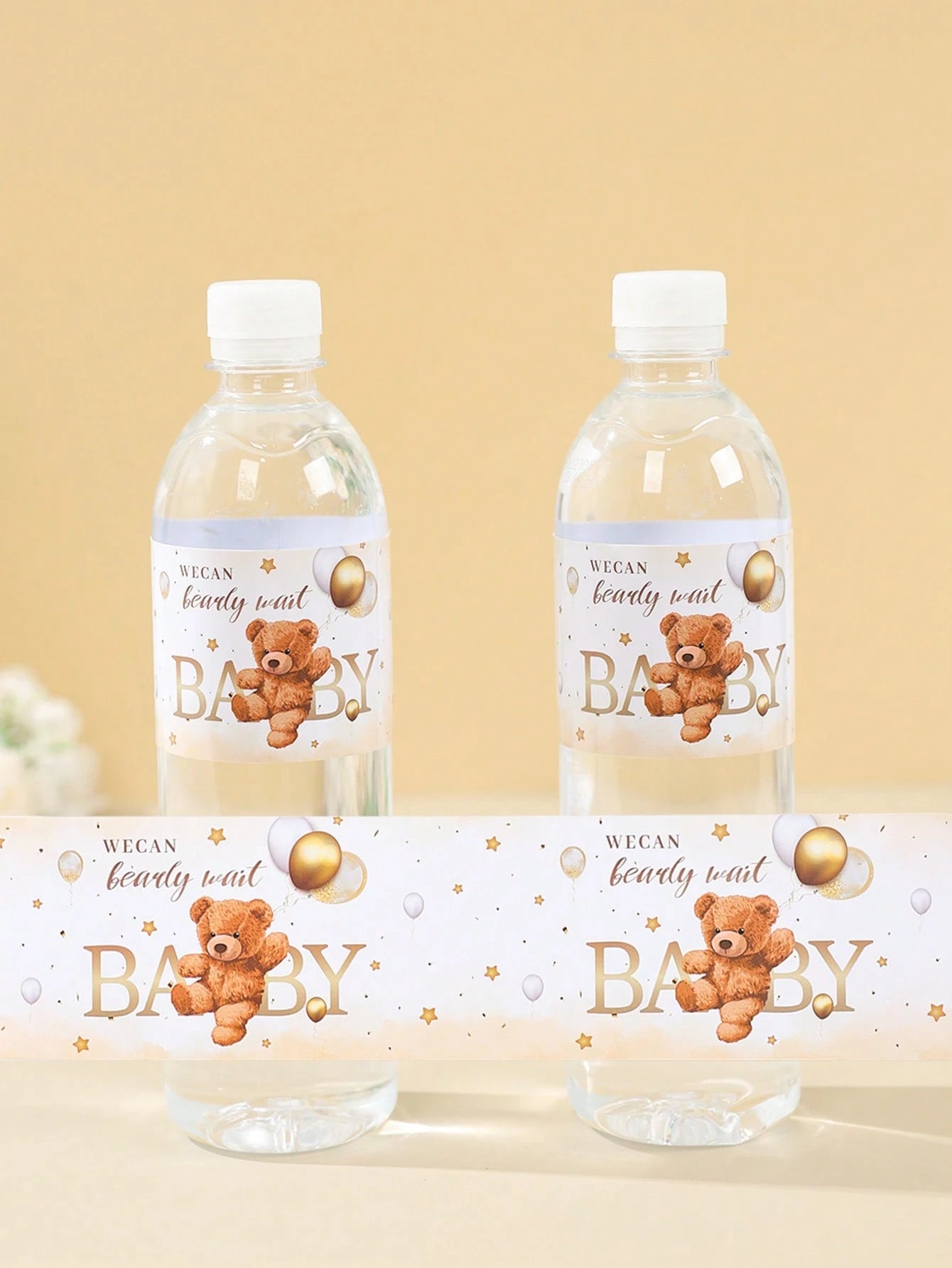 10/24pcs Baby Bottle Stickers, Cute Brown Bear Pattern Bottle Packaging Gift Stickers, Baby Shower Party Decorative Stickers, Gender Reveal Party Bottle Packaging Gift Stickers, Newborn Theme Party Fa