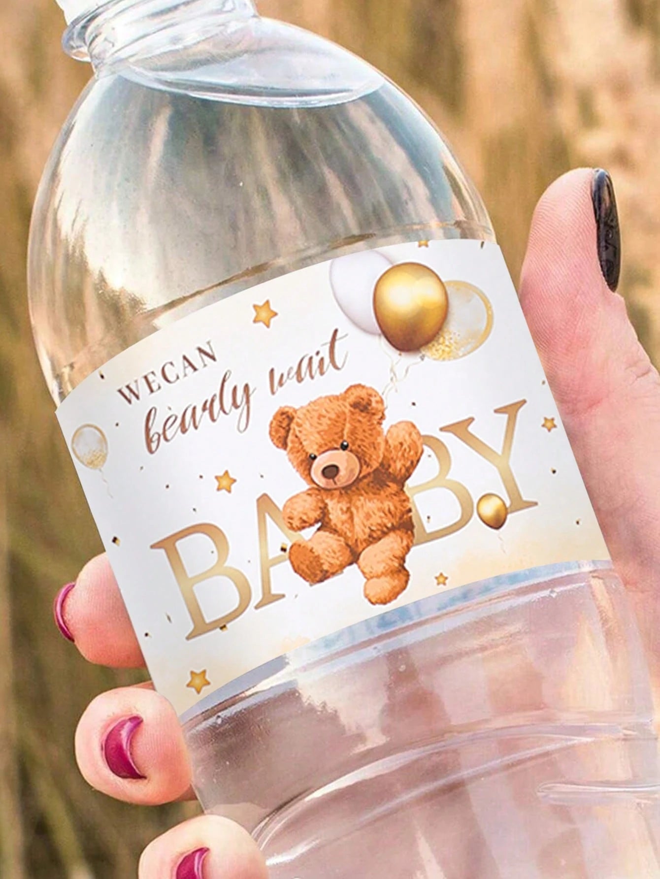 10/24pcs Baby Bottle Stickers, Cute Brown Bear Pattern Bottle Packaging Gift Stickers, Baby Shower Party Decorative Stickers, Gender Reveal Party Bottle Packaging Gift Stickers, Newborn Theme Party Fa