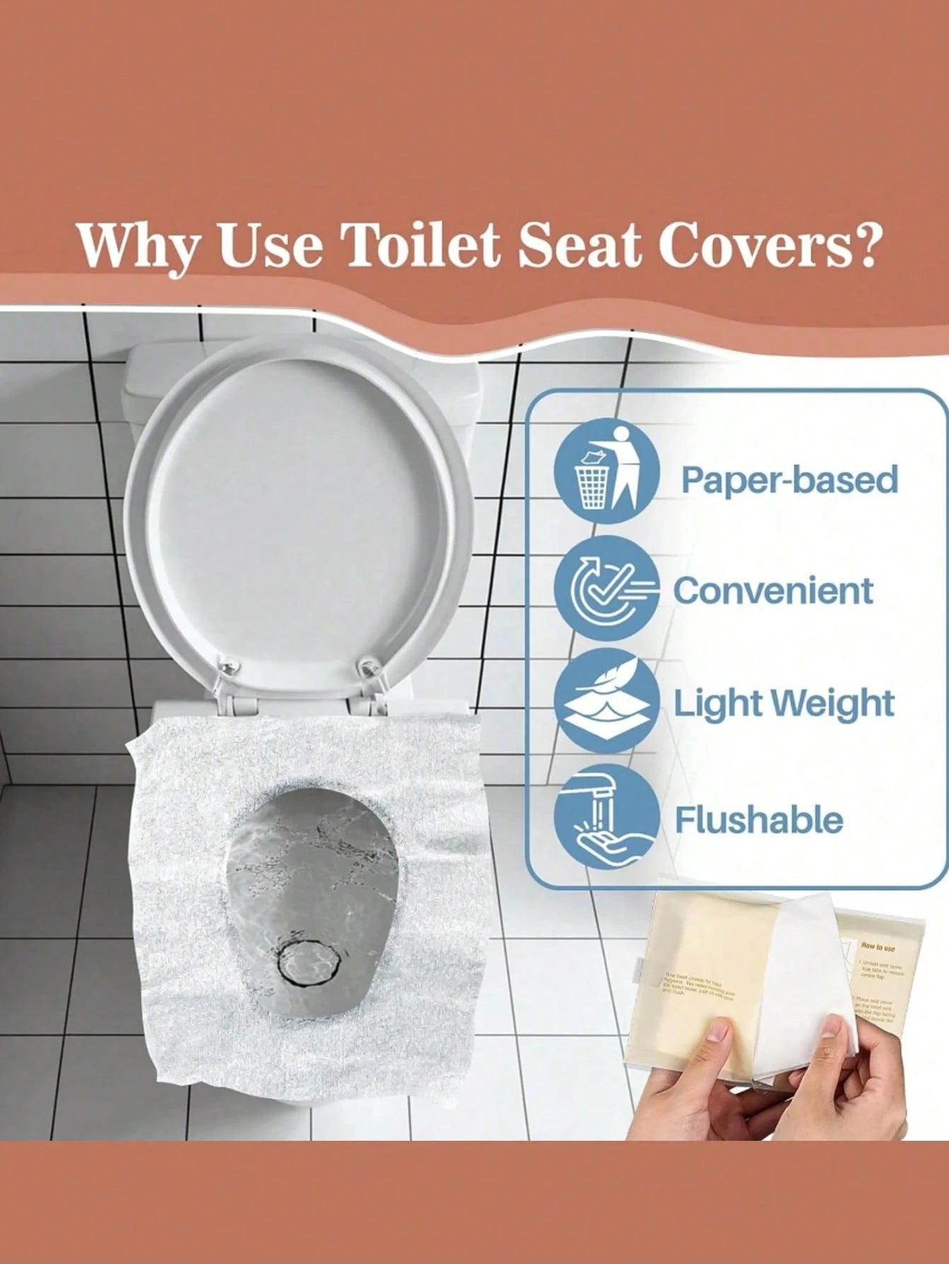 10/30/50pcs Disposable Toilet Seat Covers, Flushable Paper Toilet Seat Covers, Portable Toilet Stickers, Essential Travel Accessories, Water-Soluble Paper Toilet Seat Covers, Business Travel Toilet Se