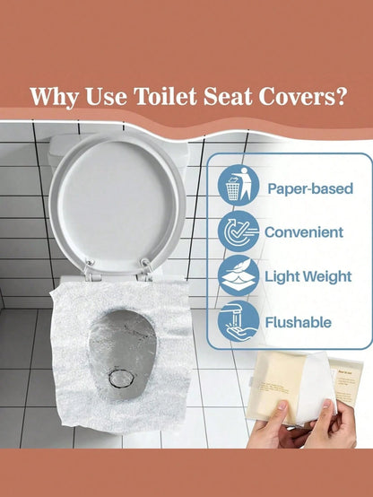 10/30/50pcs Disposable Toilet Seat Covers, Flushable Paper Toilet Seat Covers, Portable Toilet Stickers, Essential Travel Accessories, Water-Soluble Paper Toilet Seat Covers, Business Travel Toilet Se