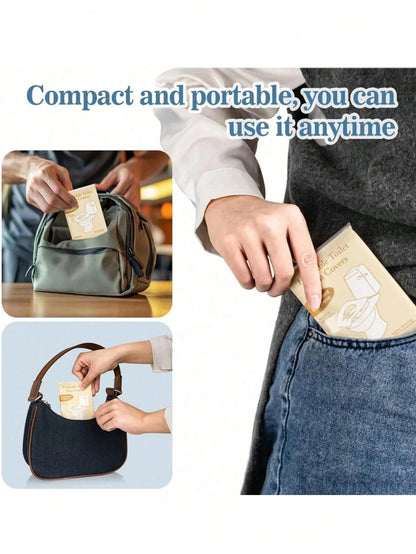 10/30/50pcs Disposable Toilet Seat Covers, Flushable Paper Toilet Seat Covers, Portable Toilet Stickers, Essential Travel Accessories, Water-Soluble Paper Toilet Seat Covers, Business Travel Toilet Se