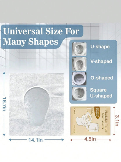 10/30/50pcs Disposable Toilet Seat Covers, Flushable Paper Toilet Seat Covers, Portable Toilet Stickers, Essential Travel Accessories, Water-Soluble Paper Toilet Seat Covers, Business Travel Toilet Se