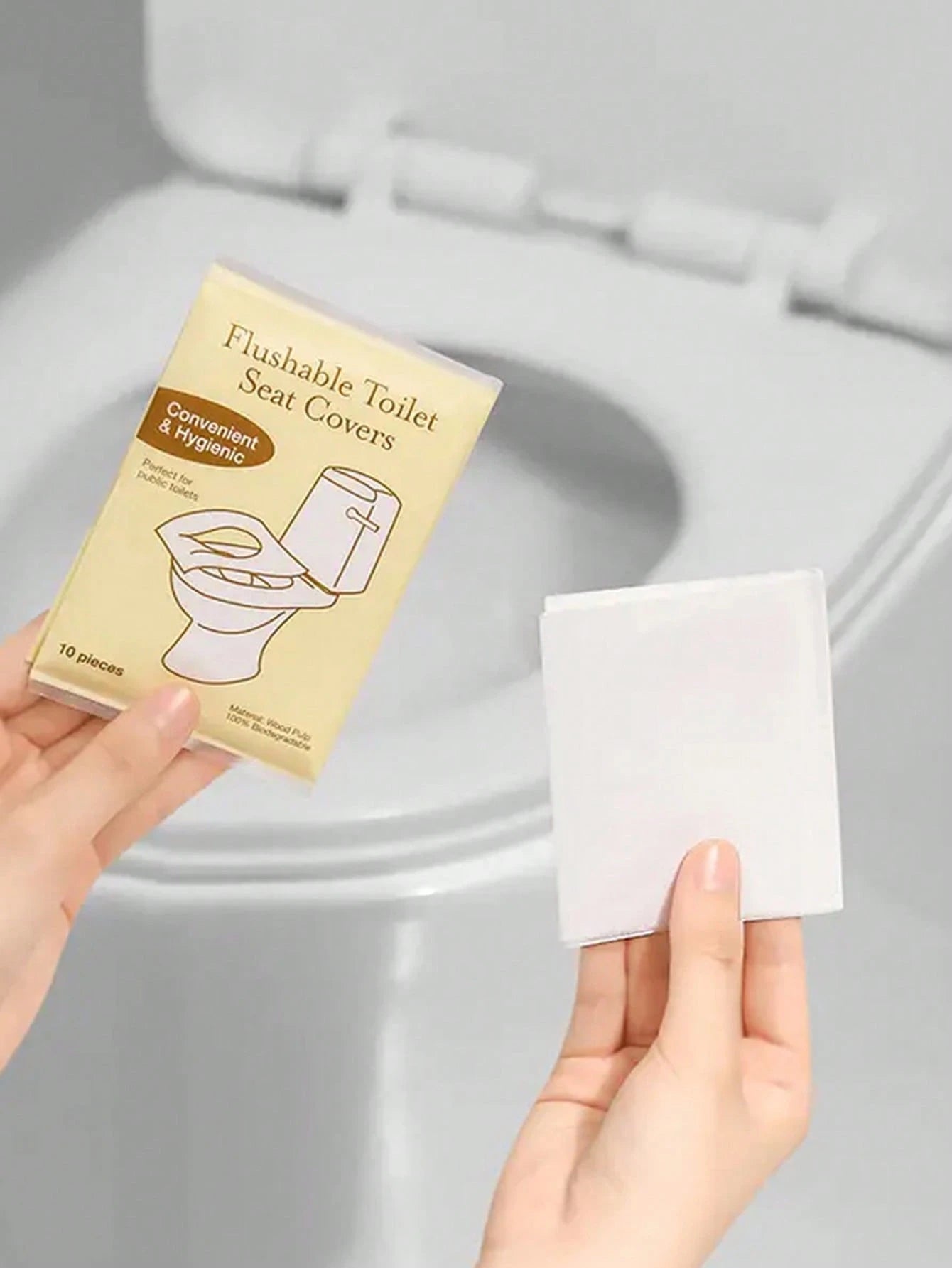 10/30/50pcs Disposable Toilet Seat Covers, Flushable Paper Toilet Seat Covers, Portable Toilet Stickers, Essential Travel Accessories, Water-Soluble Paper Toilet Seat Covers, Business Travel Toilet Se