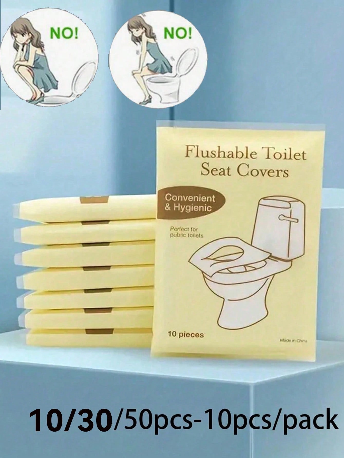 10/30/50pcs Disposable Toilet Seat Covers, Flushable Paper Toilet Seat Covers, Portable Toilet Stickers, Essential Travel Accessories, Water-Soluble Paper Toilet Seat Covers, Business Travel Toilet Se
