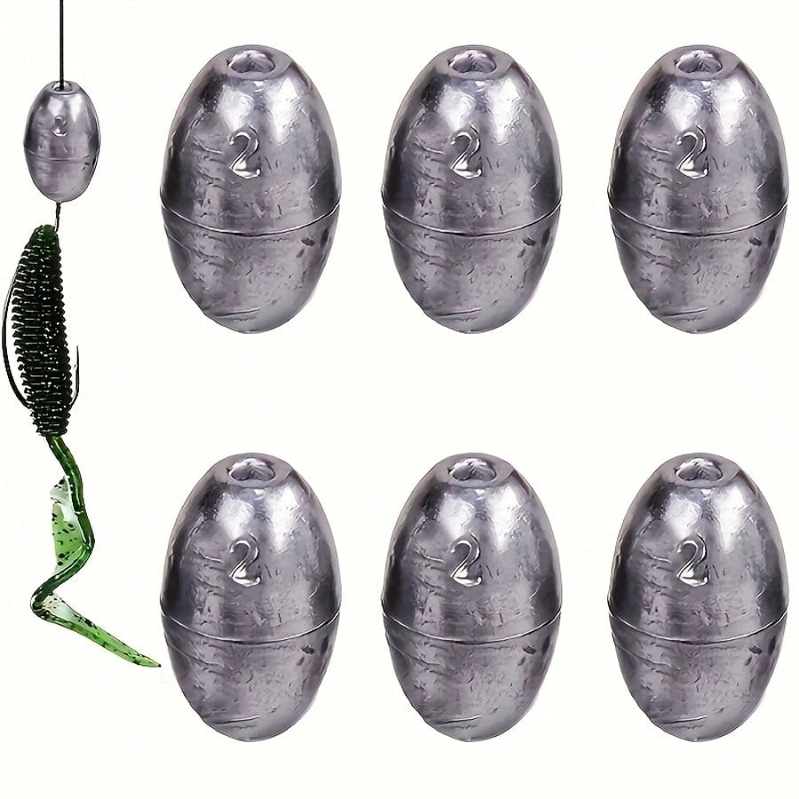 10/30/50pcs Olive Shaped Hollow Lead Sinkers, 2g Iron Alloy Fishing Weight With Groove For Sea Fishing Long Distance Throw Explosive Hook Set, No Including Magnesium Rod/Fire Stone