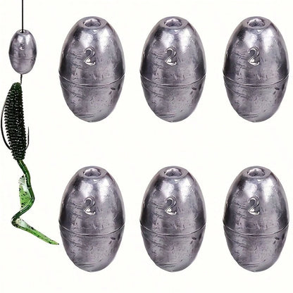 10/30/50pcs Olive Shaped Hollow Lead Sinkers, 2g Iron Alloy Fishing Weight With Groove For Sea Fishing Long Distance Throw Explosive Hook Set, No Including Magnesium Rod/Fire Stone