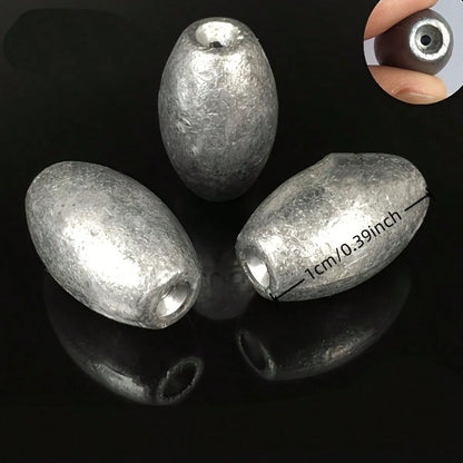 10/30/50pcs Olive Shaped Hollow Lead Sinkers, 2g Iron Alloy Fishing Weight With Groove For Sea Fishing Long Distance Throw Explosive Hook Set, No Including Magnesium Rod/Fire Stone