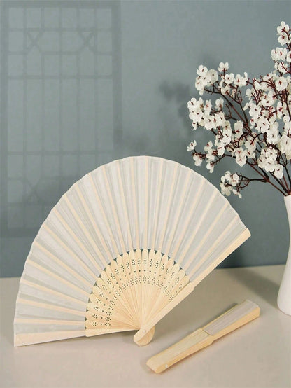 10/5/2pcs Set & 1pc Foldable Paper Hand Fan, Multipurpose Solid Color Folding Fan, Modern Collapsible Fan For Home, Performance Props, Summer