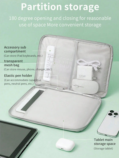 10.9 Inch Tablet Protective Case/Portable Bag, Compatible With IPad Pro M2/M1, Surface Pro 10.3 Inch X/9/8/7/6, With Accessory Pocket (10.9 Inch, Gray PU Leather) Laptop Bag/Laptop Protective Case/Lap