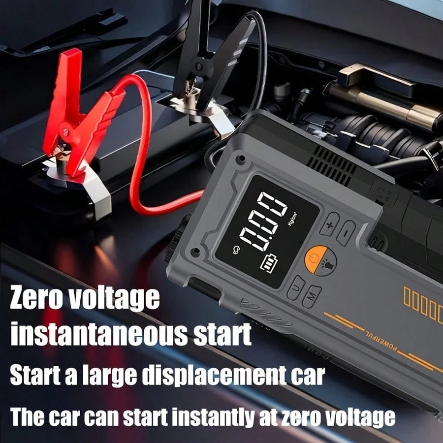 10-In-1 Multifunction Heavy Duty Car Battery Starter, Equipped With 150PSI Compressor, Supports USB Charging Battery, Features Car Engine Jump Starter And Tire Inflator With LED Pressure Display, Car