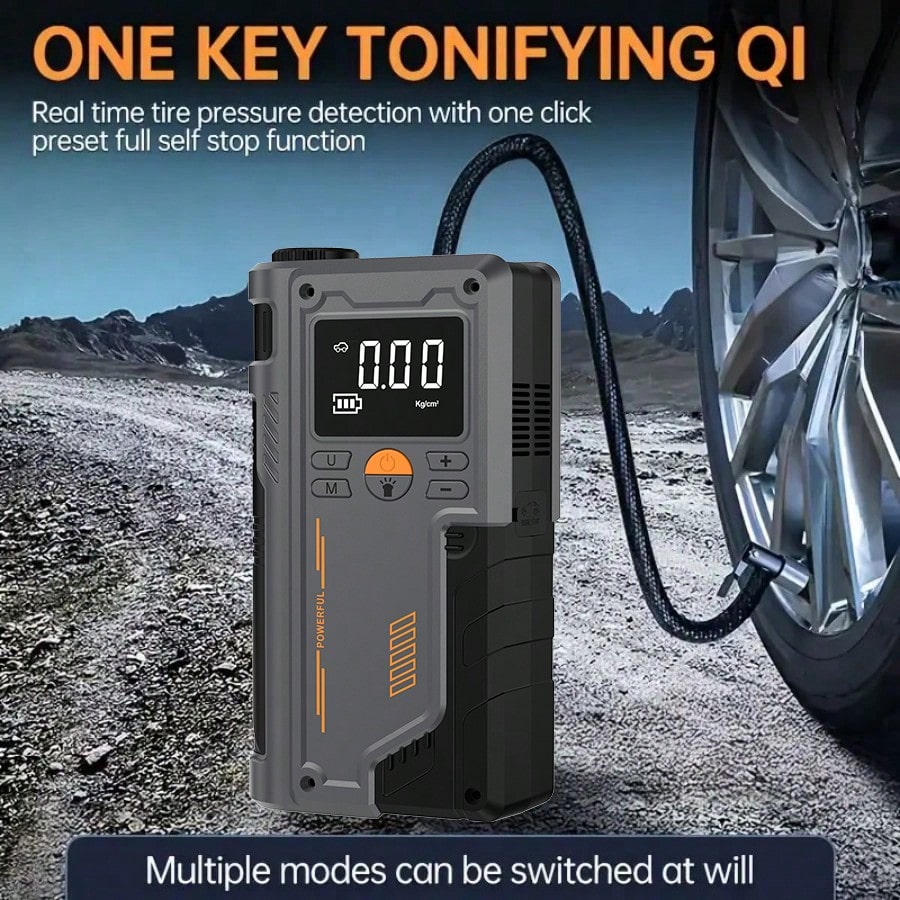 10-In-1 Multifunction Heavy Duty Car Battery Starter, Equipped With 150PSI Compressor, Supports USB Charging Battery, Features Car Engine Jump Starter And Tire Inflator With LED Pressure Display, Car