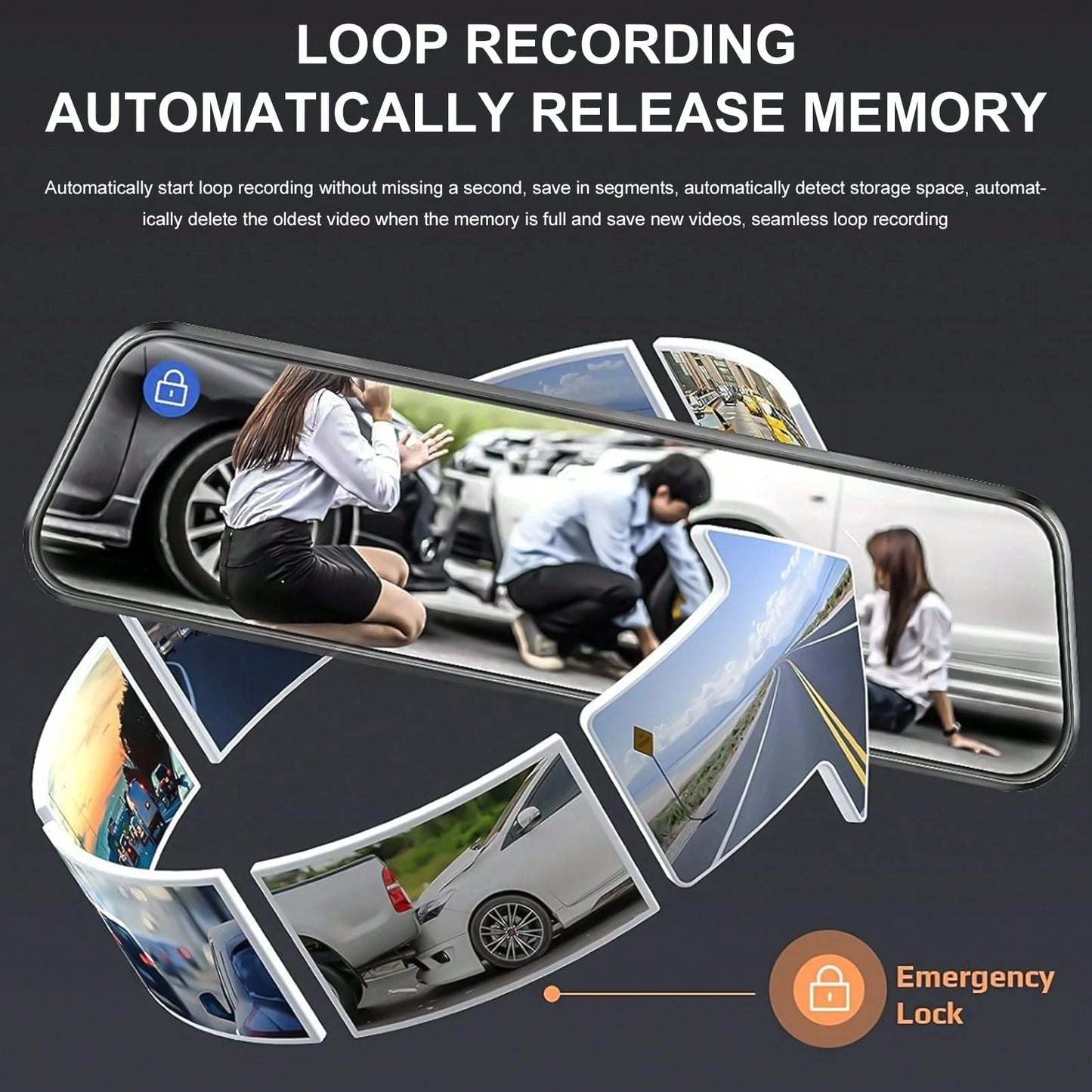 10 Inch IPS Touch Mirror Dash Cam Dual 1080P Front Rear 140° Wide Angle Waterproof Backup Cam G-Sensor Loop Recording Parking Assist With 32GB TF Card For All Vehicles Viral Car Driving Recorder Gift