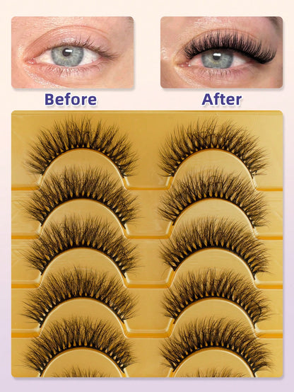 10 Pairs 3D Curly Artificial Short Eyelashes, Soft Natural Layered Lash Strips, Comfortable To Wear, Suitable For Girls' Daily Life, Dates, Work