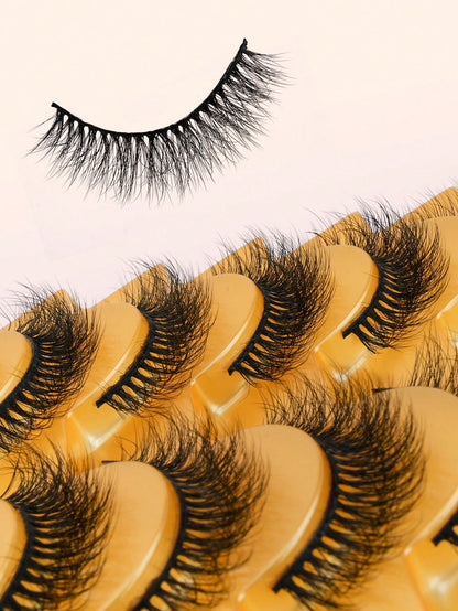 10 Pairs 3D Curly Artificial Short Eyelashes, Soft Natural Layered Lash Strips, Comfortable To Wear, Suitable For Girls' Daily Life, Dates, Work