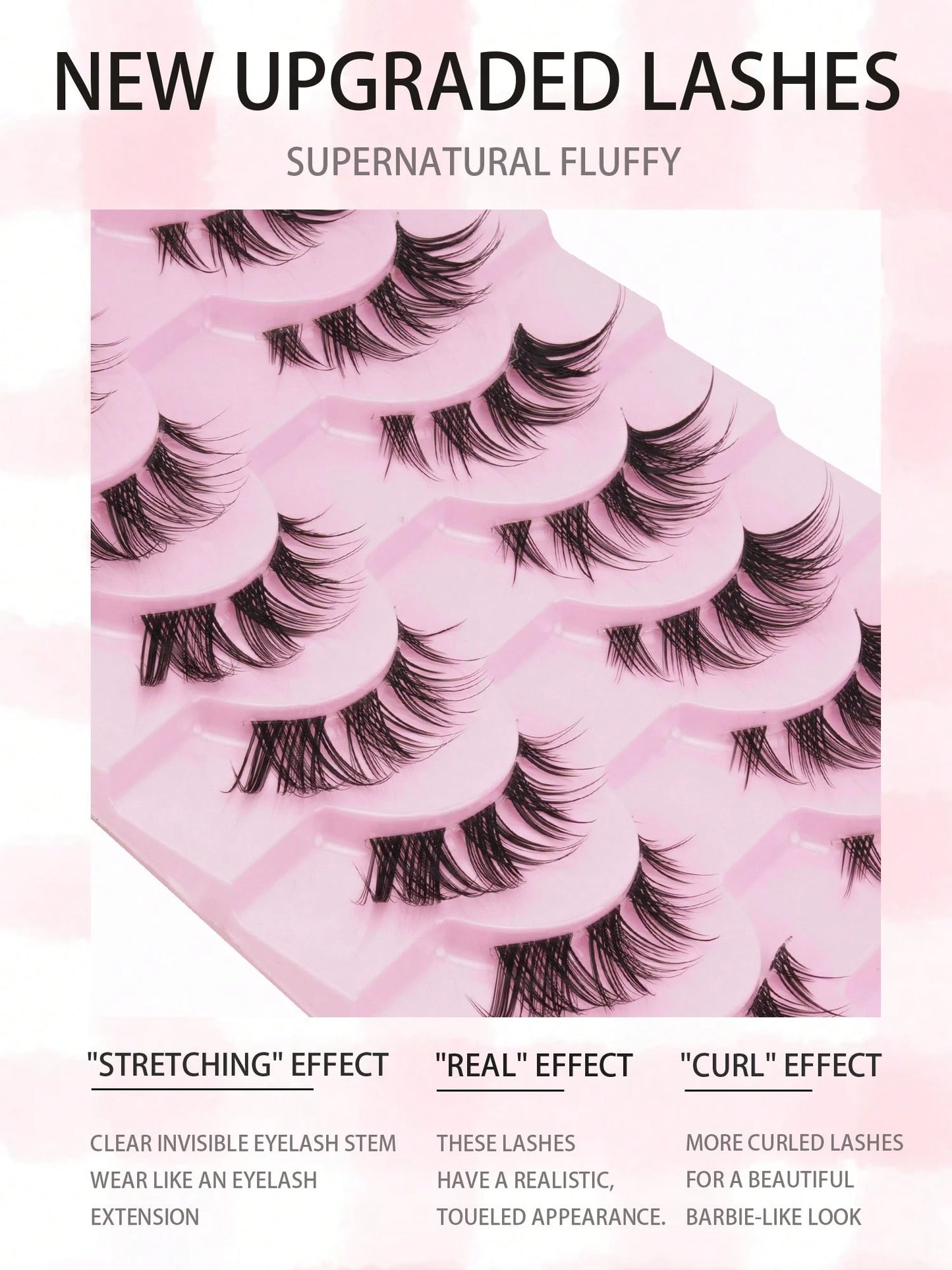 10 Pairs Of D-Curled Fluffy Clustered False Eyelashes, Fox Hair False Eyelashes, D-Curled Fluffy Mink-Like False Eyelashes, Natural And Soft, Long Eyelash Set, Mixed Set, Creating A Natural Makeup Loo