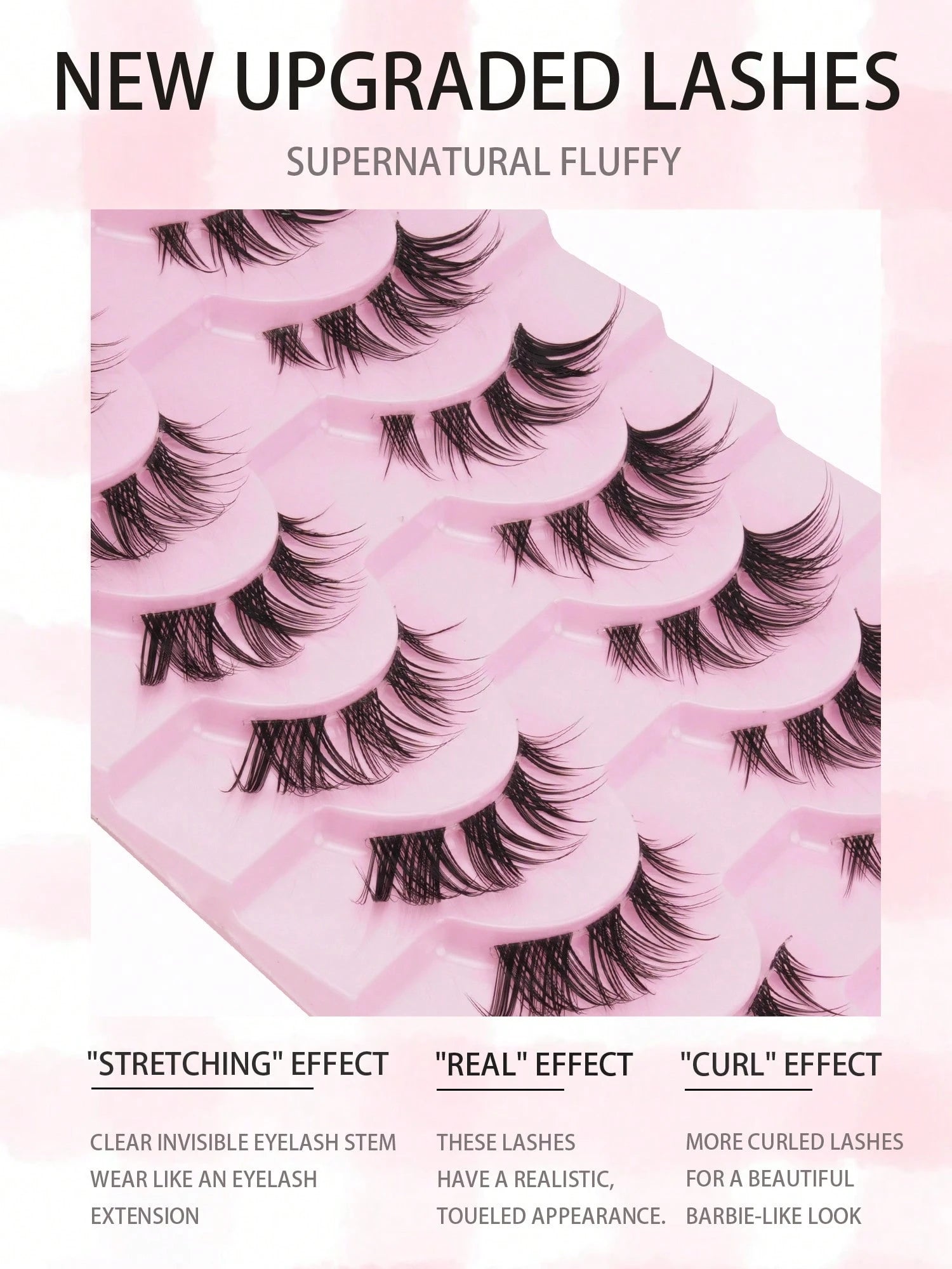 10 Pairs Of D-Curled Fluffy Clustered False Eyelashes, Fox Hair False Eyelashes, D-Curled Fluffy Mink-Like False Eyelashes, Natural And Soft, Long Eyelash Set, Mixed Set, Creating A Natural Makeup Loo