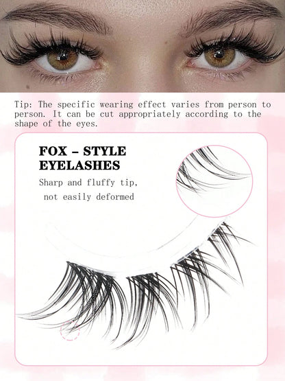 10 Pairs Of D-Curled Fluffy Clustered False Eyelashes, Fox Hair False Eyelashes, D-Curled Fluffy Mink-Like False Eyelashes, Natural And Soft, Long Eyelash Set, Mixed Set, Creating A Natural Makeup Loo