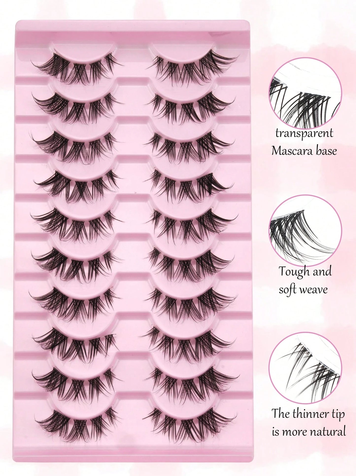 10 Pairs Of D-Curled Fluffy Clustered False Eyelashes, Fox Hair False Eyelashes, D-Curled Fluffy Mink-Like False Eyelashes, Natural And Soft, Long Eyelash Set, Mixed Set, Creating A Natural Makeup Loo