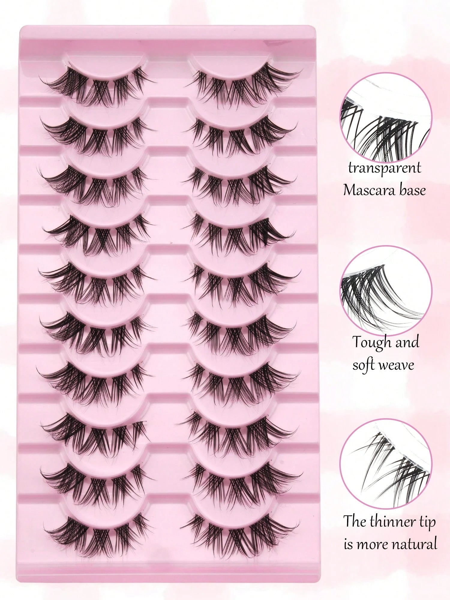 10 Pairs Of D-Curled Fluffy Clustered False Eyelashes, Fox Hair False Eyelashes, D-Curled Fluffy Mink-Like False Eyelashes, Natural And Soft, Long Eyelash Set, Mixed Set, Creating A Natural Makeup Loo