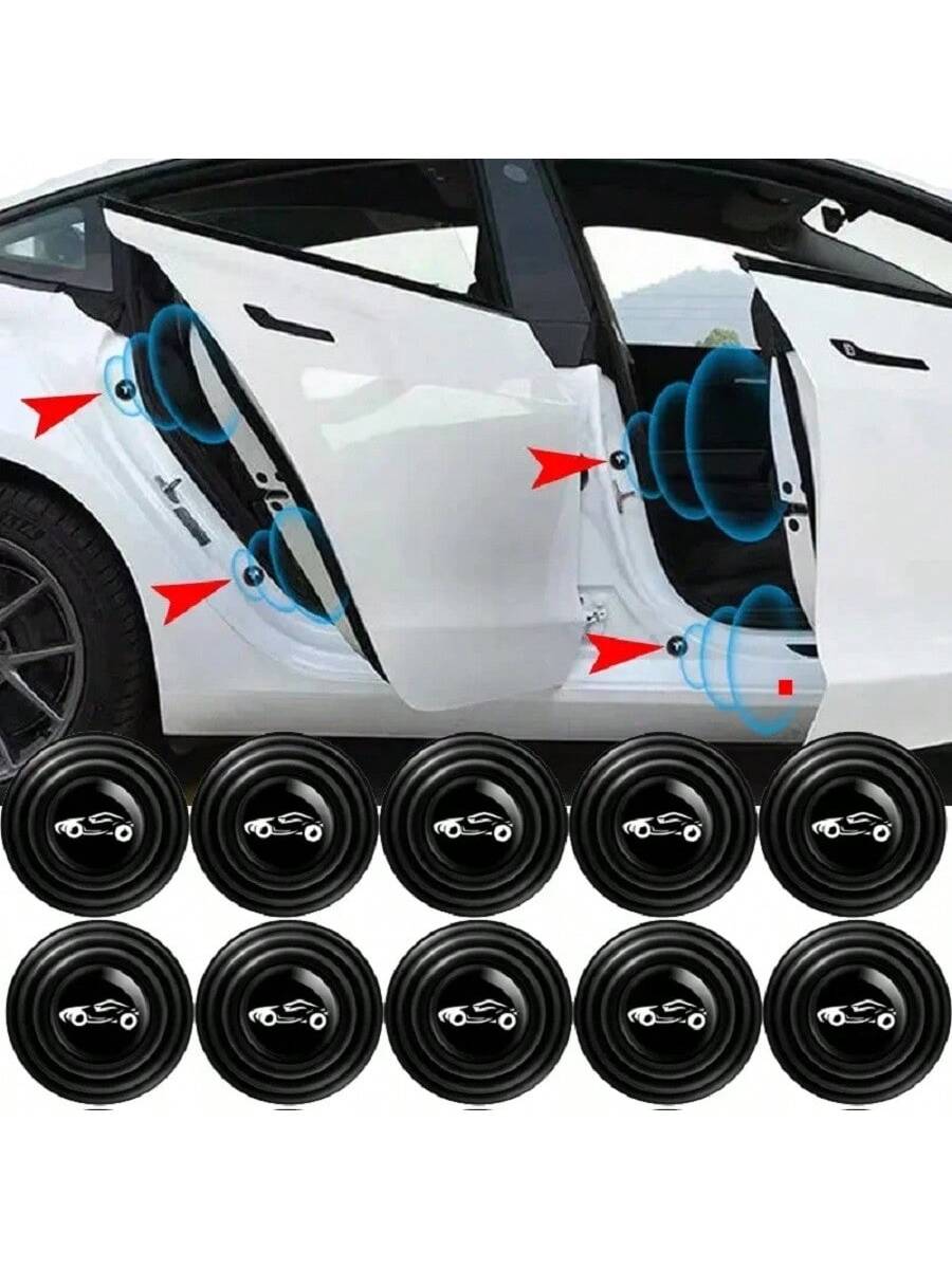 10 Pcs Car Door Anti-Collision Silicone Pads Shock Absorber Gasket Anti-Shock Protection Soundproof Silent Buffer Stickers Accessories