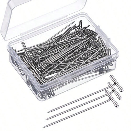 100 Pack Wig T-Pins 2 Inch With Plastic Box Silver For Secure Hair Styling And Maintenance In Salon And Home Use Durable Metal Construction With Easy-To-Use Plastic Storage Container Ideal For Quick H