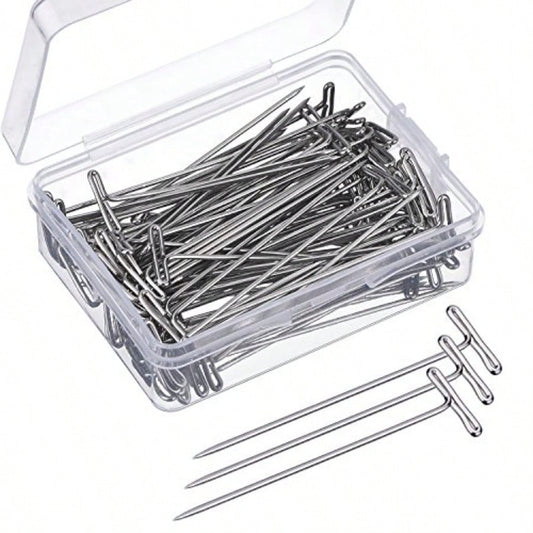 100 Pack Wig T-Pins 2 Inch With Plastic Box Silver For Secure Hair Styling And Maintenance In Salon And Home Use Durable Metal Construction With Easy-To-Use Plastic Storage Container Ideal For Quick H