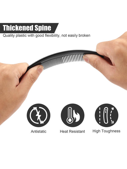 100 Pcs Bulk Hair Combs Set- Individually Wrapped Detangling Combs For Women & Men, Professional Styling Tools For Charity, Travel & Institutional Use (Black)