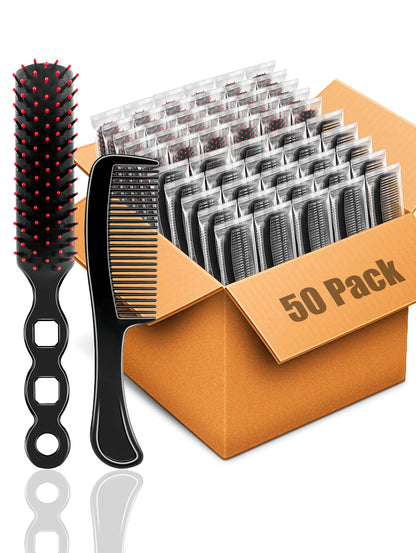 100 Pcs Bulk Hair Combs Set- Individually Wrapped Detangling Combs For Women & Men, Professional Styling Tools For Charity, Travel & Institutional Use (Black)