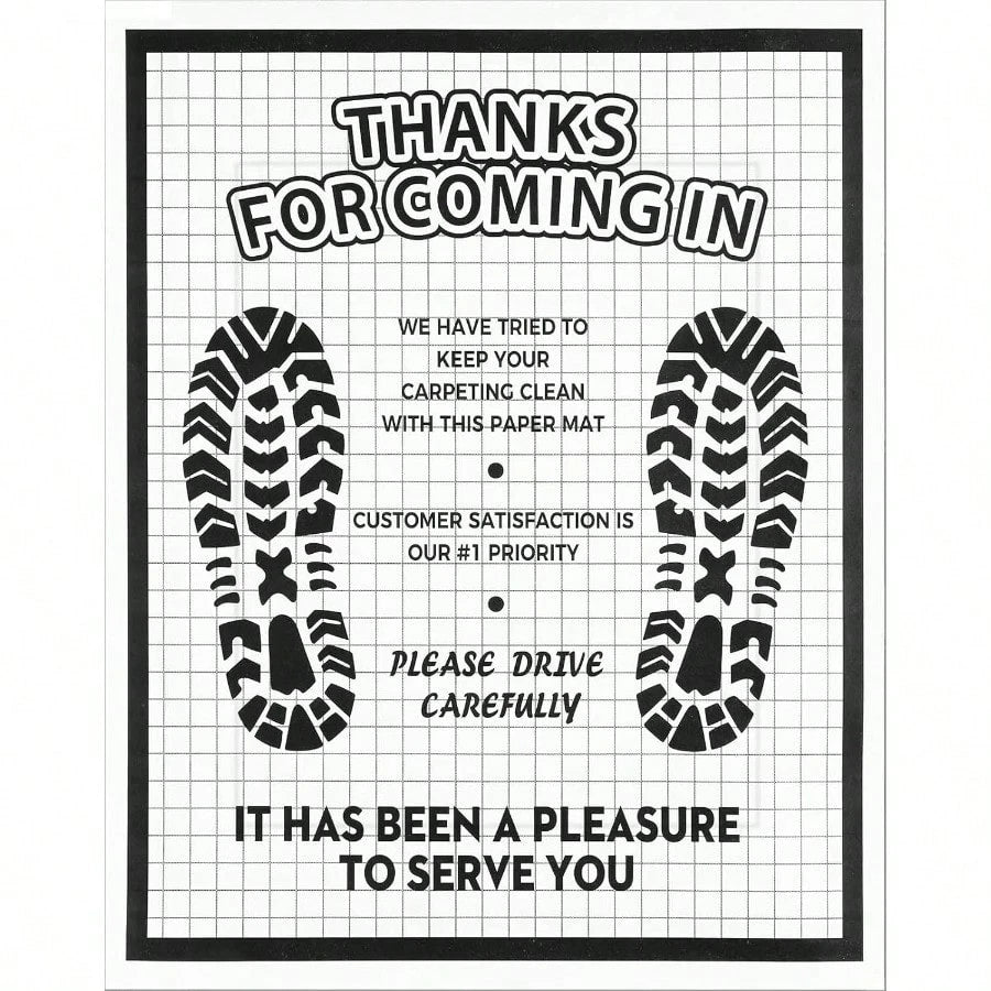 100 Pcs White Paper Floor Mats For Cars 16x20 Disposable Auto Floor Pads Made Of Kraft Paper Waterproof Thank You Car Mats For Car Detailing Dealership Automotive Supplies Gift