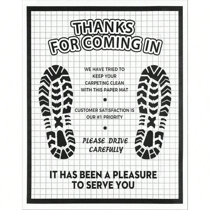100 Pcs White Paper Floor Mats For Cars 16x20 Disposable Auto Floor Pads Made Of Kraft Paper Waterproof Thank You Car Mats For Car Detailing Dealership Automotive Supplies Gift
