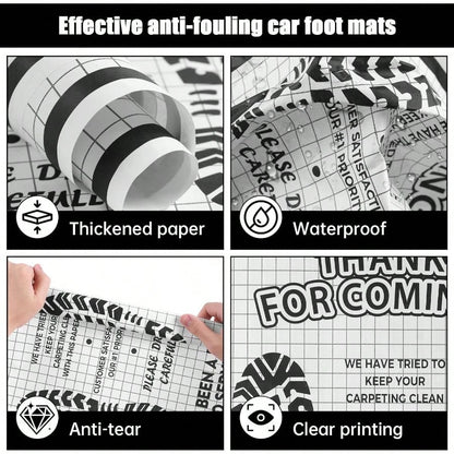 100 Pcs White Paper Floor Mats For Cars 16x20 Disposable Auto Floor Pads Made Of Kraft Paper Waterproof Thank You Car Mats For Car Detailing Dealership Automotive Supplies Gift